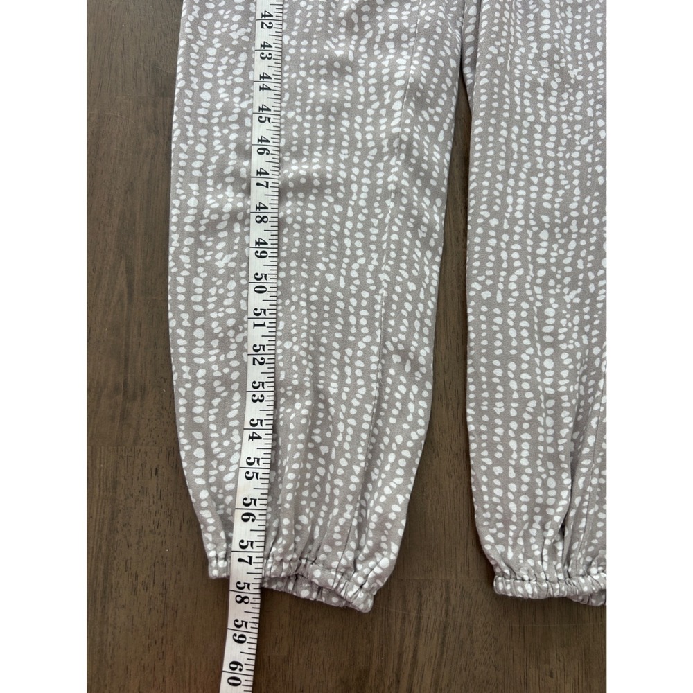 NWT Dress Forum Los Angeles Taupe White Dotted Jumpsuit V-Neck Jogger Small - Picture 7 of 15